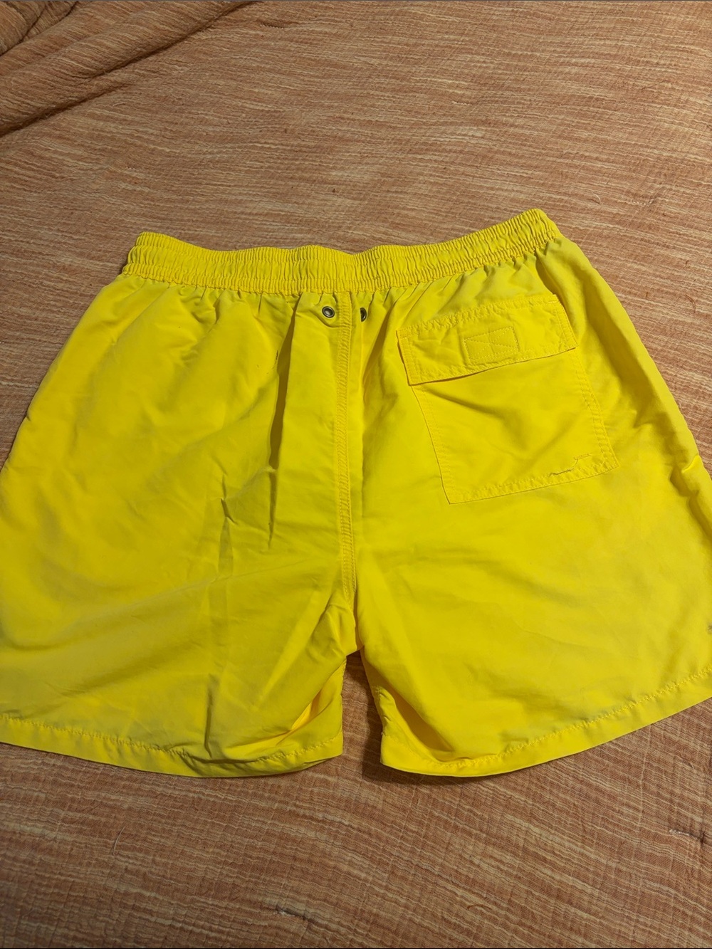 Polo by Ralph Lauren Bright Yellow Men’s Swim Trunks with Blue Waistband - Picture 3 of 5